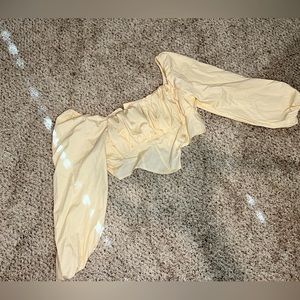 Cream off shoulder crop top